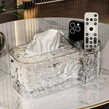 Acrylic Tissue Box Case With Remote Organizer